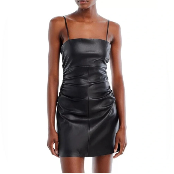 NWOT Proenza Schouler White Label Faux Leather Mini Dress Size Womens 2 - Picture 1 of 10